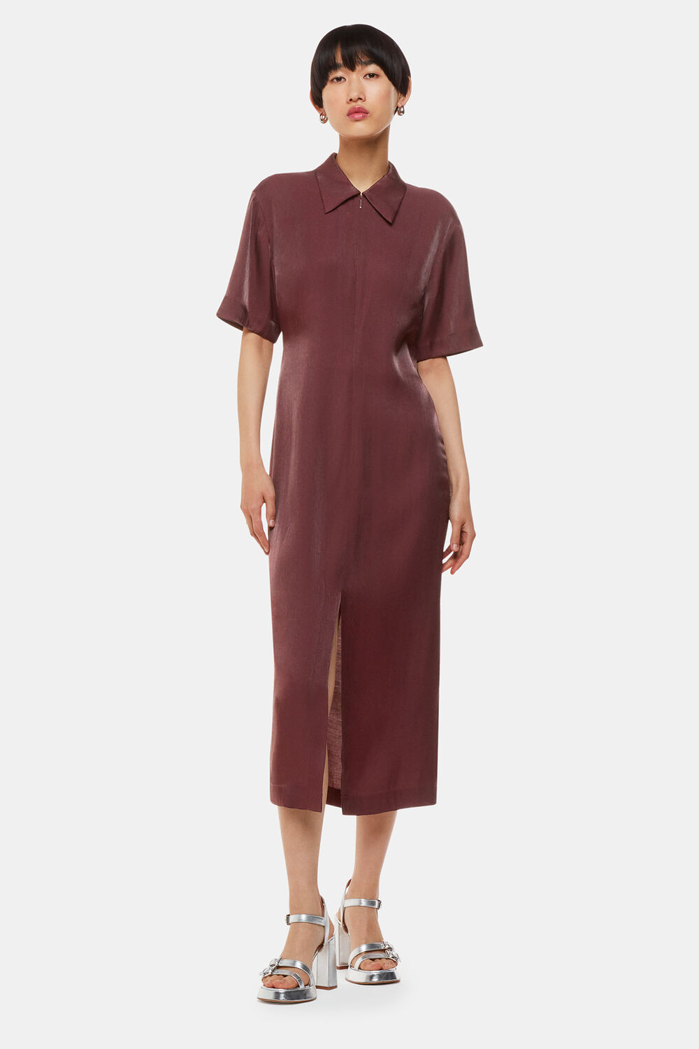 Aubergine Delila Metallic Midi Dress